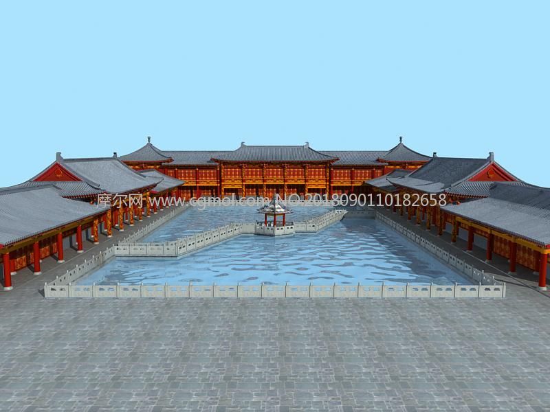 漢代庭院修建,帶池塘的院子