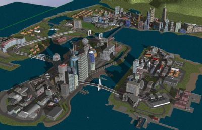 海滨城市,岛国城市设计规划su模型