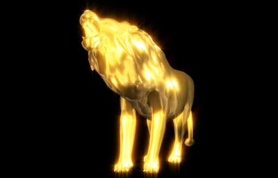 金色狮子尊贵震撼吼叫,辉煌奔跑雄狮maya模型,带有材质