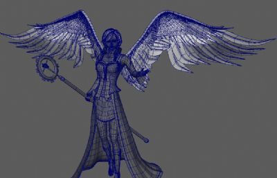 精细的次时代法师maya模型,带翅膀