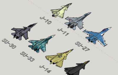 歼10-歼20各代战机+su27,30,33战斗机速模型