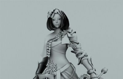 次时代游戏里的女剑士maya模型,带2K贴图