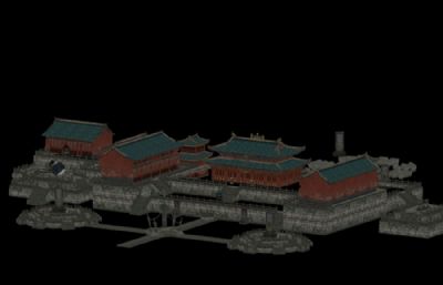 游戏世界里的武当山建筑主体max模型