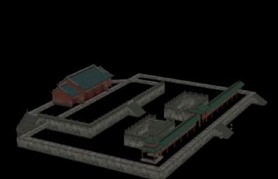 游戏里的一个城墙房屋皇宫模型