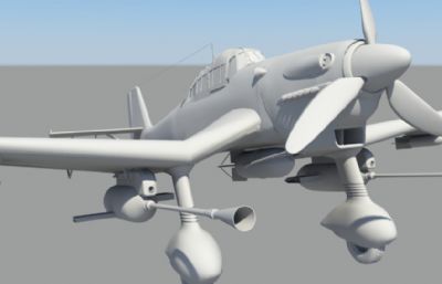 斯图卡大炮鸟二战战机obj模型