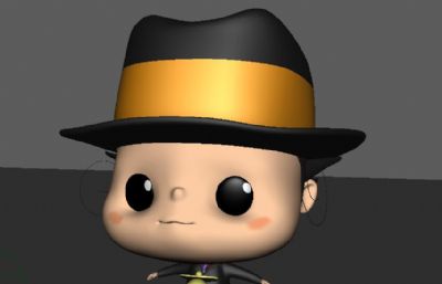 Q版超可爱的礼帽绅士小男孩Maya模型