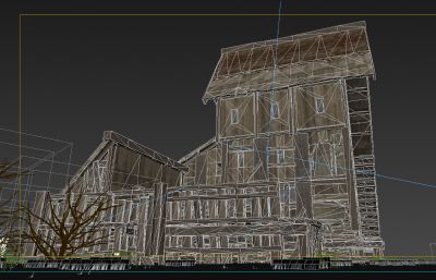 古代木板房屋木屋建筑3D模型(网盘下载)