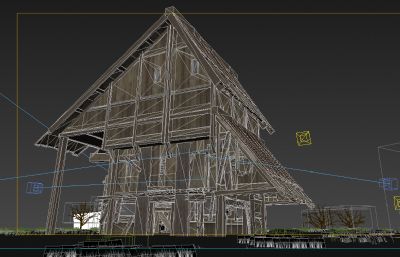 古建筑木板材质破旧的房子3D模型(网盘下载)