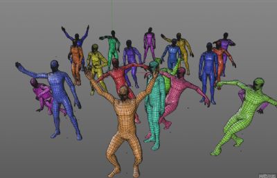 20个人物跳舞街舞模型全新升级版C4D模型,有材质无贴图(网盘下载)