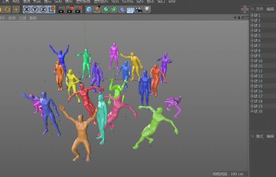 20个人物跳舞街舞模型全新升级版C4D模型,有材质无贴图(网盘下载)