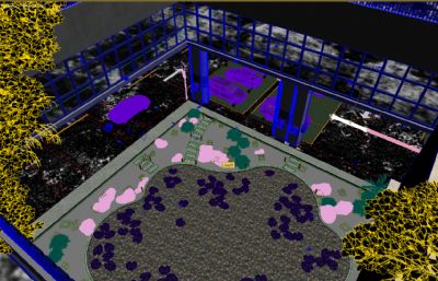 现代地下广场地下停车场水景max模型(网盘下载)