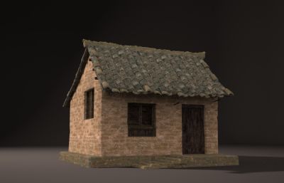 古典建筑破旧的瓦房3D模型