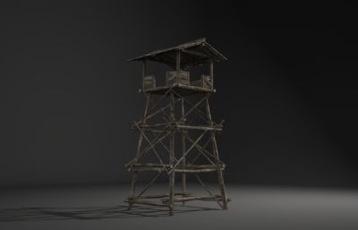 古建筑木架子,战区瞭望塔,哨塔3D模型
