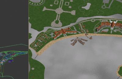 柬埔寨海边旅游景点城市max模型