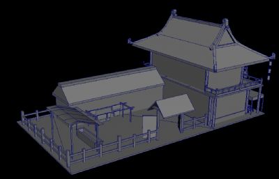 茶楼,客栈,驿站古代游戏场景maya模型