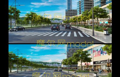 城市公路汽车动画场景模型(网盘下载)