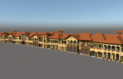 小区外风情商业街建筑模型