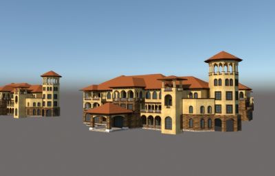 小区外风情商业街建筑模型