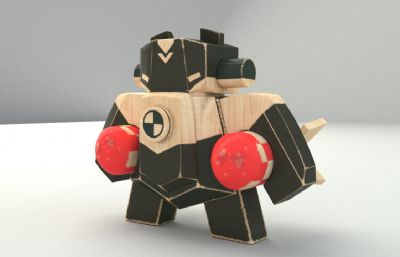 木头机器人 玩具max模型