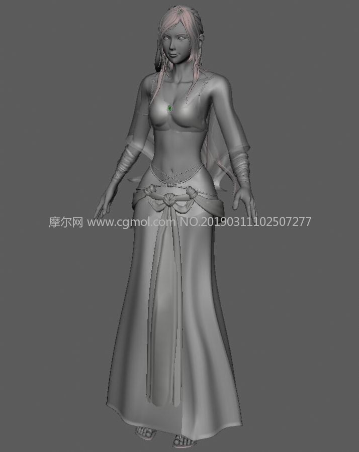 透明青丝古装女孩maya模型,基础人体,动画角色,3d模型