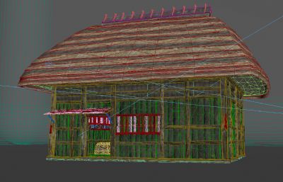 古建筑特色茅草屋3D模型