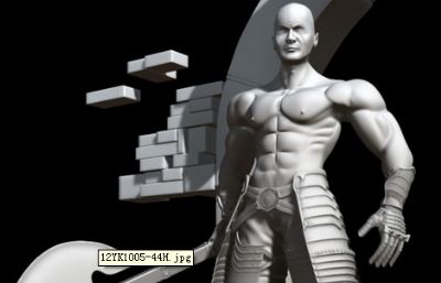 肌肉光头男,斧头战士maya模型