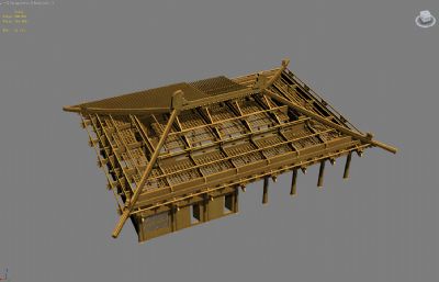 古代建筑顶部结构分解max模型