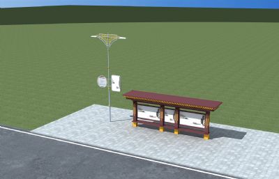 藏式路灯和公交站