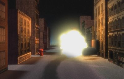 火药引燃爆炸场景特效动画maya模型