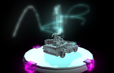 发光粒子坦克战车maya模型