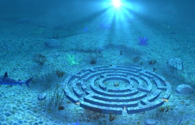 海底世界,海底迷宫,鱼儿游动动画maya场景模型