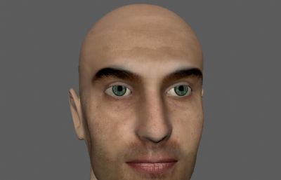 欧美男人脸部头部maya模型,带贴图