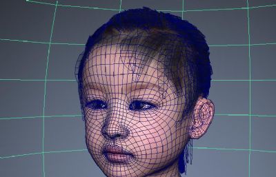 写实小女孩儿童头像maya模型,贴图全