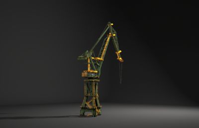 破旧的起重机,吊机3D模型