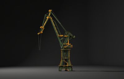 破旧的起重机,吊机3D模型
