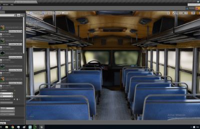 带绑定的school bus学生校车模型,有内部场景,FBX,MAX,C4D格式