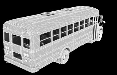 带绑定的school bus学生校车模型,有内部场景,FBX,MAX,C4D格式
