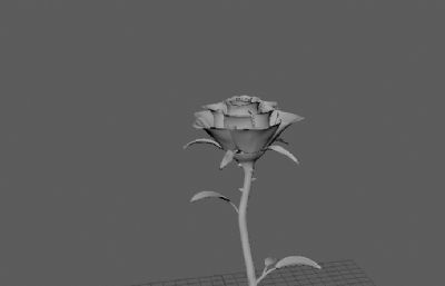 带枝的玫瑰花FBX模型