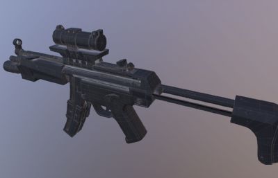 次时代游戏中的枪械,冲锋枪OBJ模型,贴图为次时代用的通道图