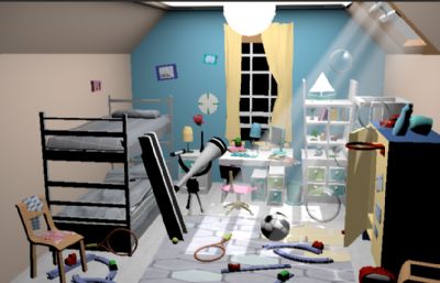 高低铺儿童房maya模型
