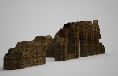 古建破旧的围墙建筑3D模型