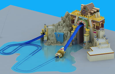 激流勇进,游乐园,水上乐园娱乐滑道项目max模型