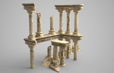 古历史罗马柱遗址3的模型