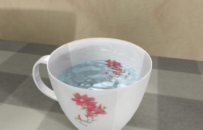 中式古典花纹水杯Maya模型