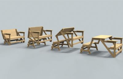 可折叠变形公园椅子3D图纸,STP,IGS格式模型