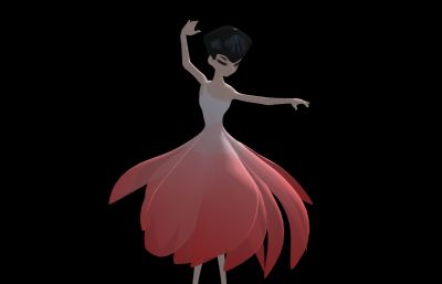 美学花舞,女孩舞蹈家跳舞动画max模型