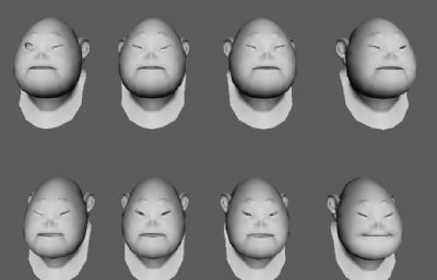 小胖子40多个面部表情maya模型