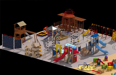 非常全面的儿童游乐设施,游乐场设备Max模型