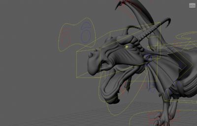 Dragon酷酷的飞龙maya模型,带绑定