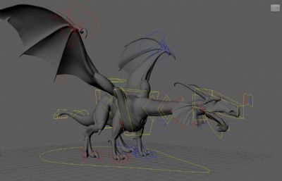 Dragon酷酷的飞龙maya模型,带绑定